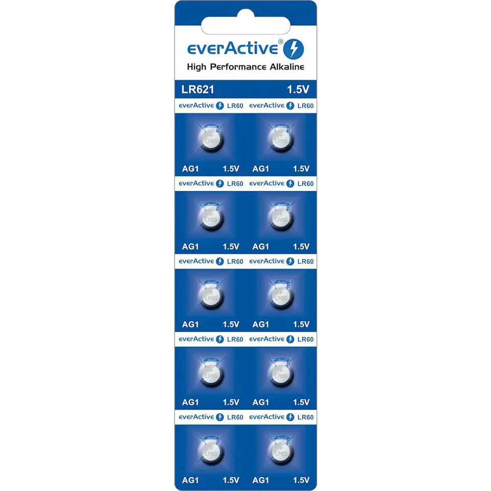 ⁨Bateria EVERACTIVE AG1/LR621/SR621/SR60/LR60/LR620 1,5V alkaliczna blister (10szt)⁩ w sklepie Wasserman.eu