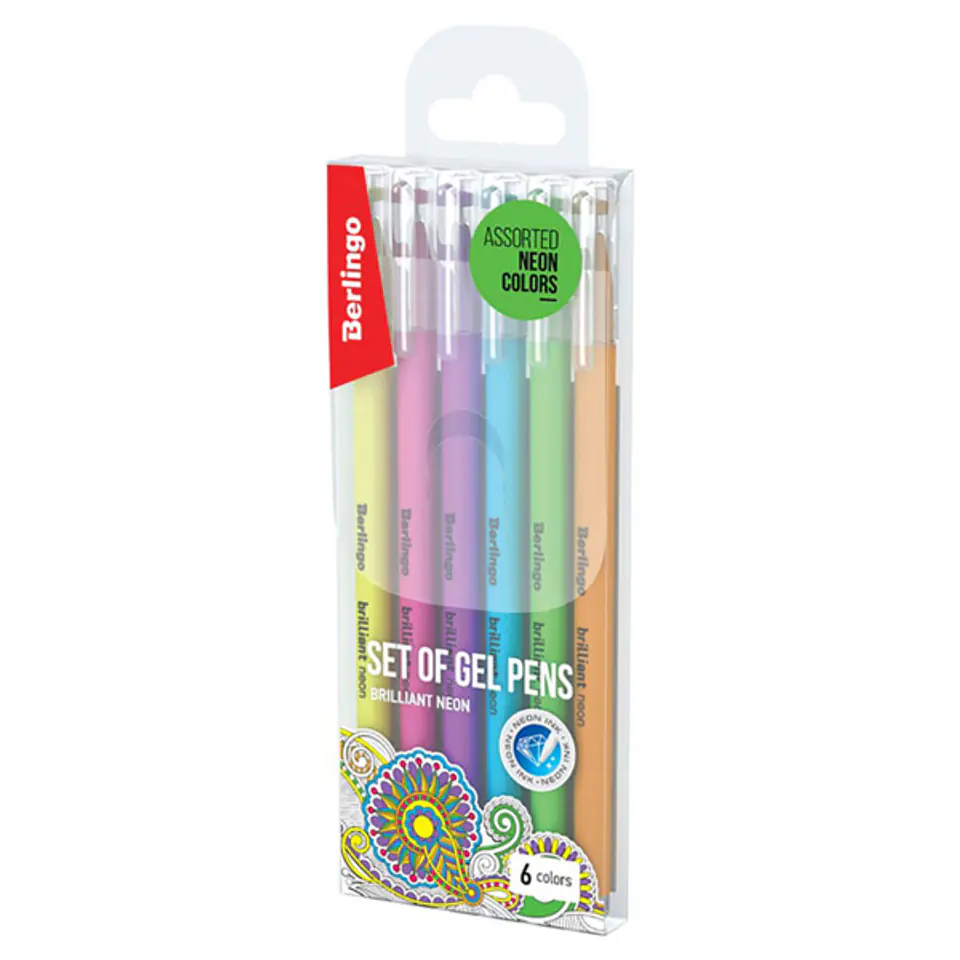 ⁨Berlingo, roller żelowy, color, set 6 ksszt, 0.8mm, Brilliant Neon⁩ w sklepie Wasserman.eu