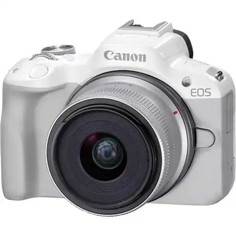 ⁨Canon EOS R50 WH + RF-S 18-45mm F4.5-6.3 IS STM (SIP) Megapiksel 24,2 MP, Stabilizator obrazu, ISO 32000, Przekątna wyświetlacza⁩ w sklepie Wasserman.eu
