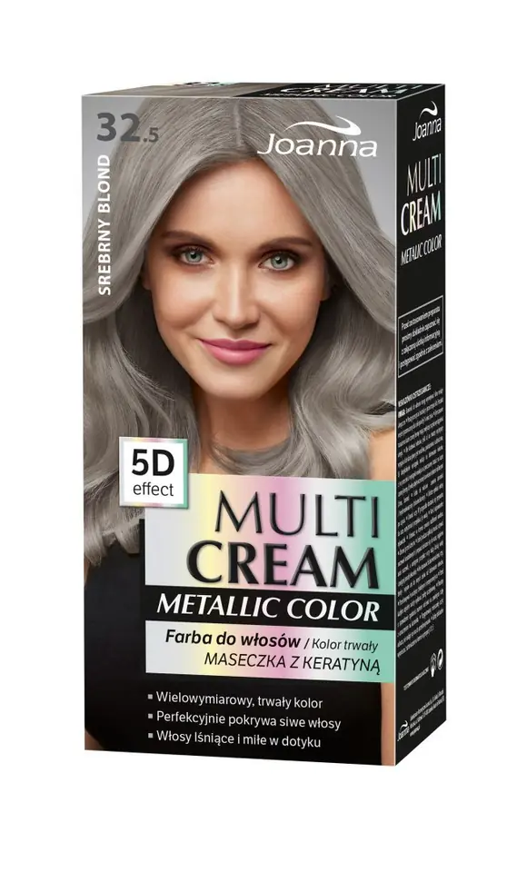 ⁨Joanna Multi Cream Metallic Color Farba do włosów nr 32.5 Srebrny Blond 1op.⁩ w sklepie Wasserman.eu