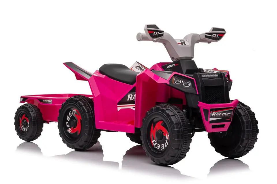 ⁨Quad Na Akumulator XMX630T Różowy Z Przyczepą⁩ w sklepie Wasserman.eu