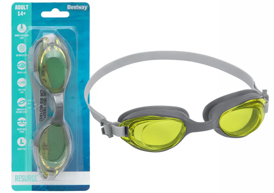 ⁨Okulary Do Pływania Gogle Żółte Bestway 21051⁩ w sklepie Wasserman.eu
