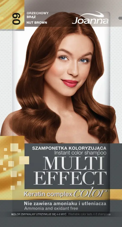 ⁨Joanna Multi Effect Color Keratin Complex Szamponetka 09 Orzechowy Brąz 35g⁩ w sklepie Wasserman.eu