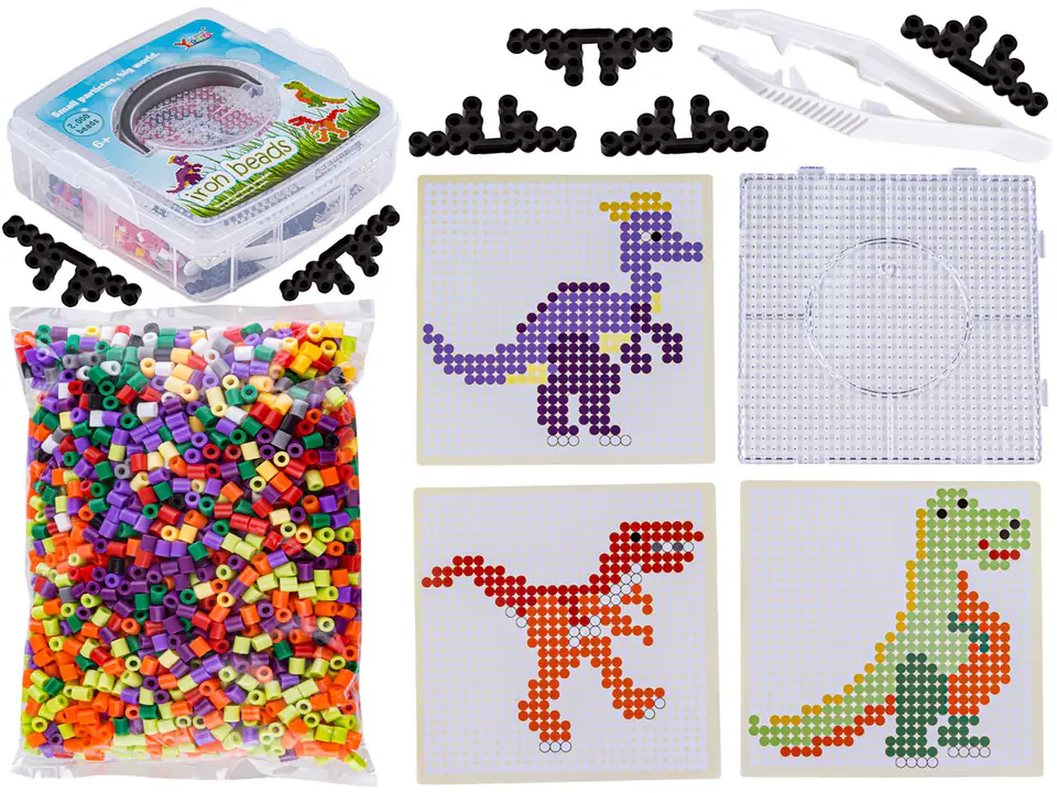 ⁨Ironing beads stencils dinosaurs, set of 2000 pieces, pressing, trunk⁩ at Wasserman.eu