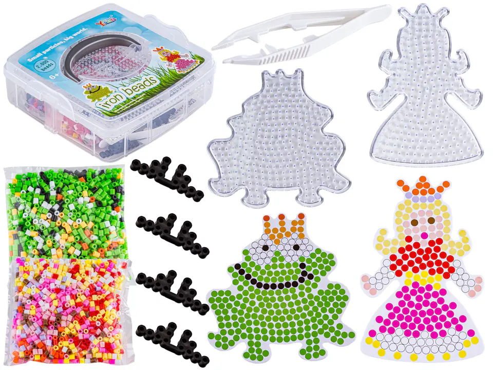 ⁨Ironing beads Princess and Frog templates, set of 2000 pieces, ironing, trunk⁩ at Wasserman.eu