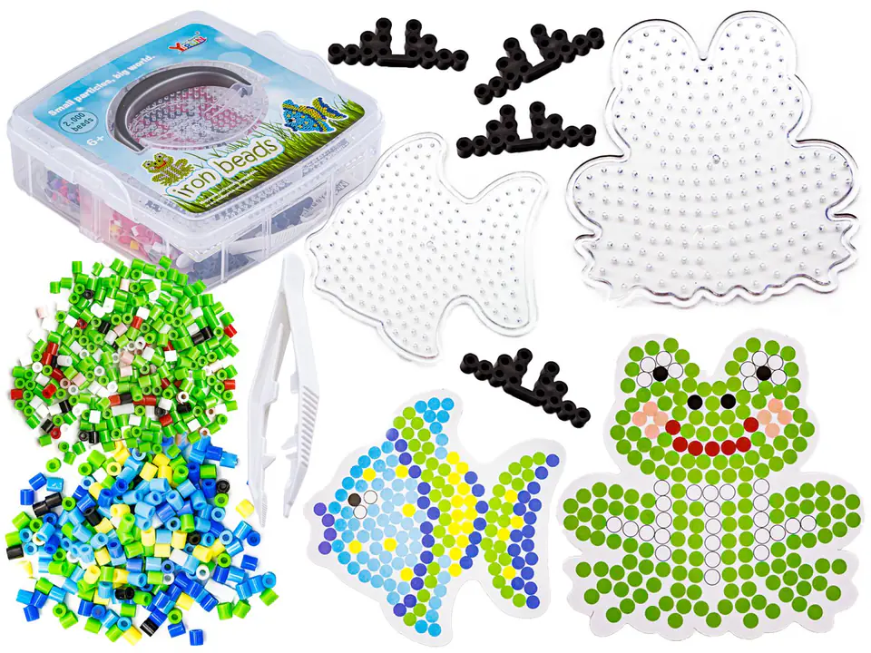 ⁨Ironing beads Templates fish, frog, set of 2000 elements, ironing, trunk⁩ at Wasserman.eu