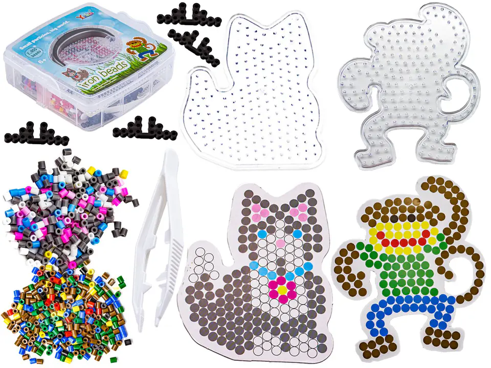 ⁨Ironing beads, monkey templates, kitten set of 2000 pieces, ironing, trunk⁩ at Wasserman.eu