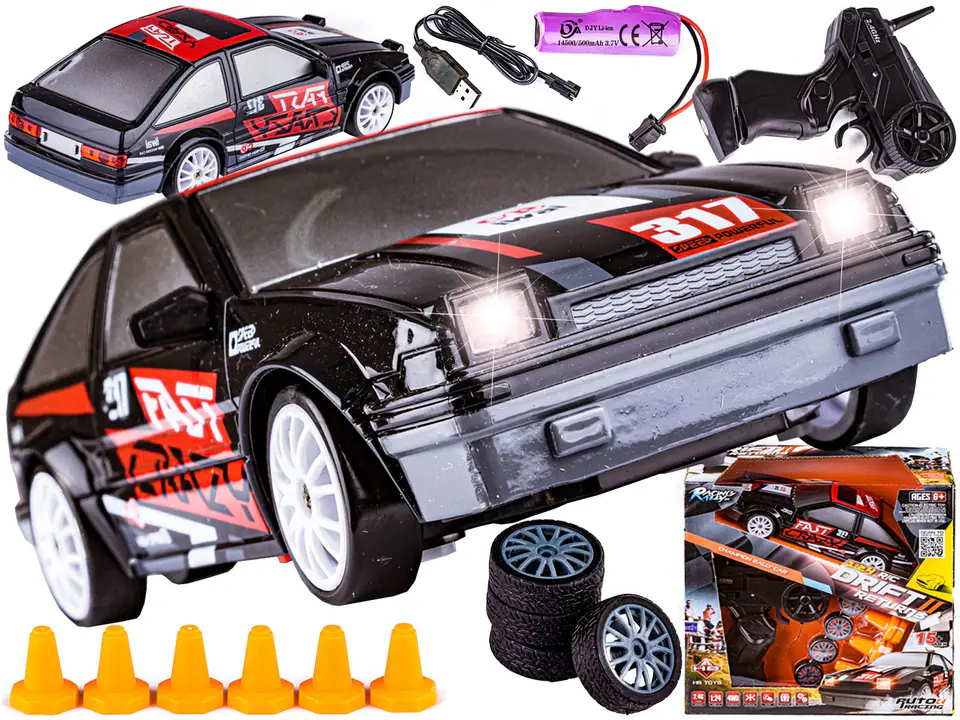 ⁨Samochód Do Driftu, Auto RC Drift 1:24 2,4 GHz 4WD CZARNY⁩ w sklepie Wasserman.eu