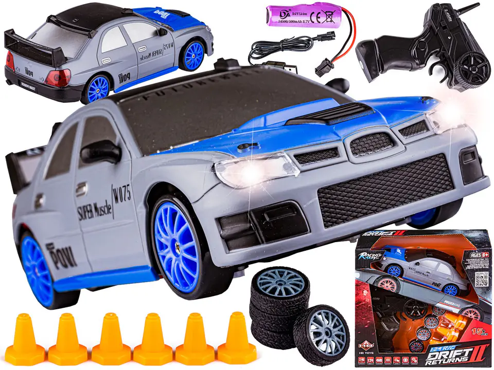 ⁨Samochód Do Driftu, Auto RC Drift 1:24 2,4 GHz 4WD SREBRNY⁩ w sklepie Wasserman.eu