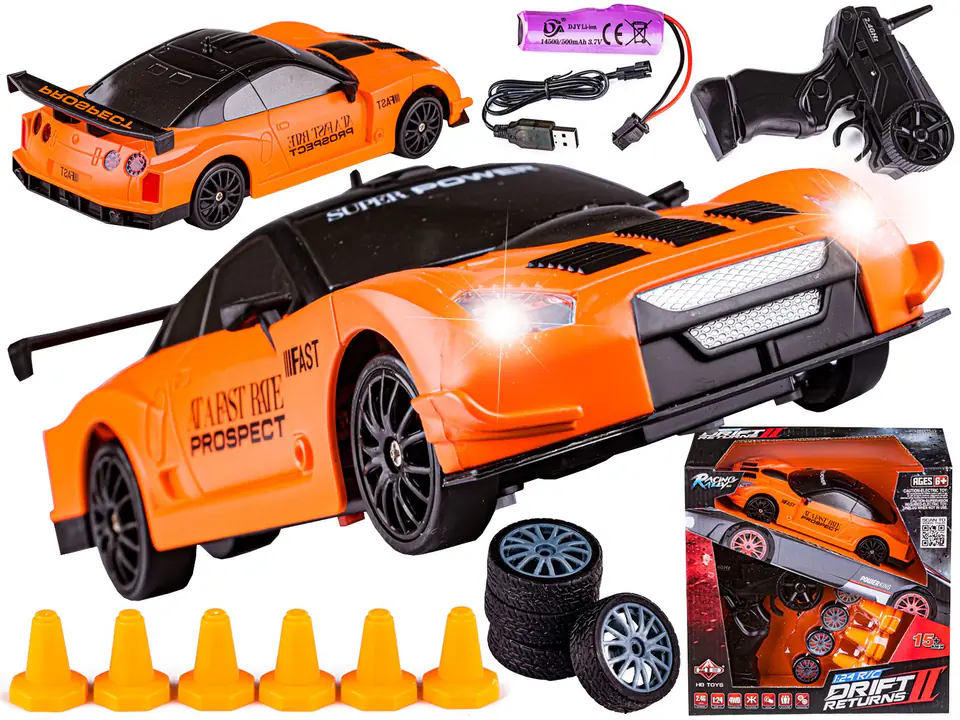 ⁨Samochód Do Driftu, Auto RC Drift 1:24 2,4 GHz 4WD POMARAŃCZOWY⁩ w sklepie Wasserman.eu