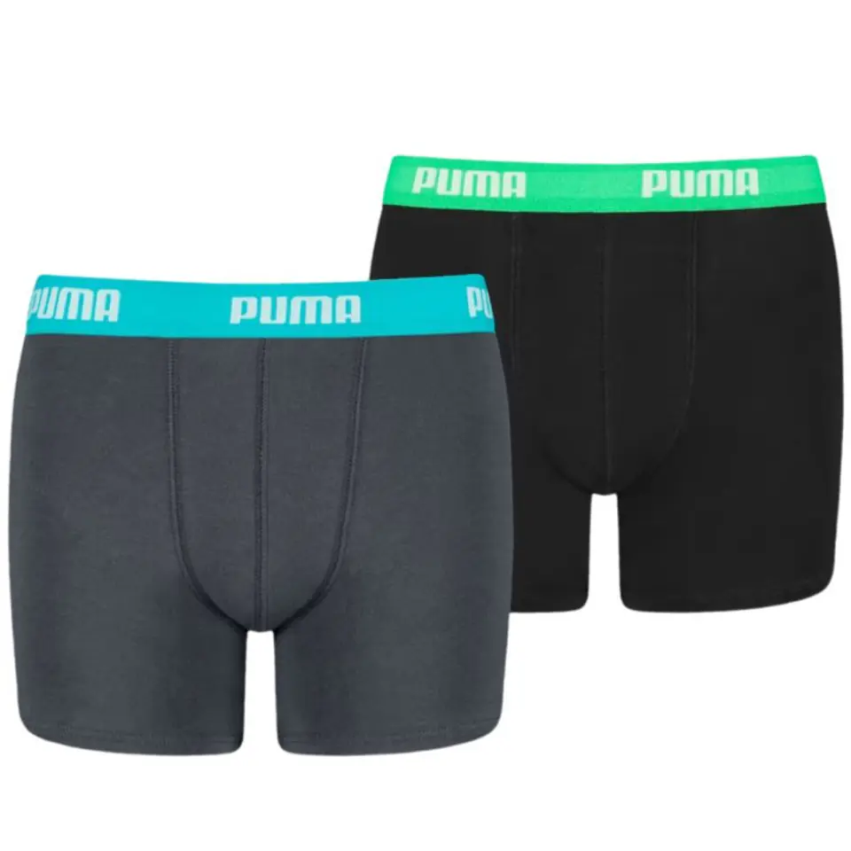 ⁨Bokserki Puma Basic Boxer 2P Jr 935454 01 (kolor Czarny. Szary/Srebrny, rozmiar 152cm)⁩ w sklepie Wasserman.eu