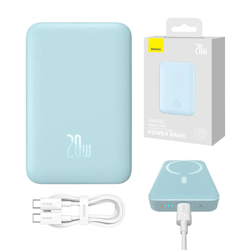 ⁨Powerbank magnetyczny Baseus Magnetic Mini 10000mAh 20W MagSafe (niebieski)⁩ w sklepie Wasserman.eu