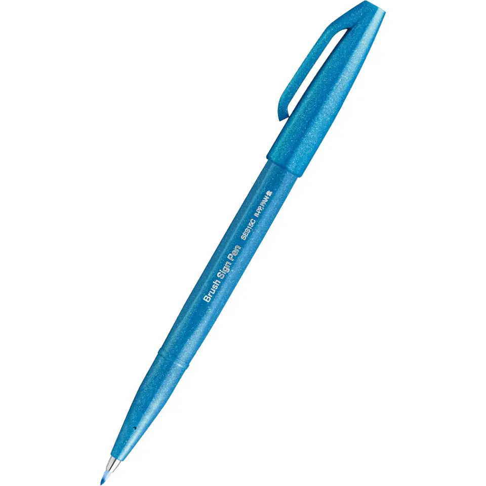 ⁨Pisak BRUSH SIGN PEN błękitny SES15C-S PENTEL⁩ w sklepie Wasserman.eu