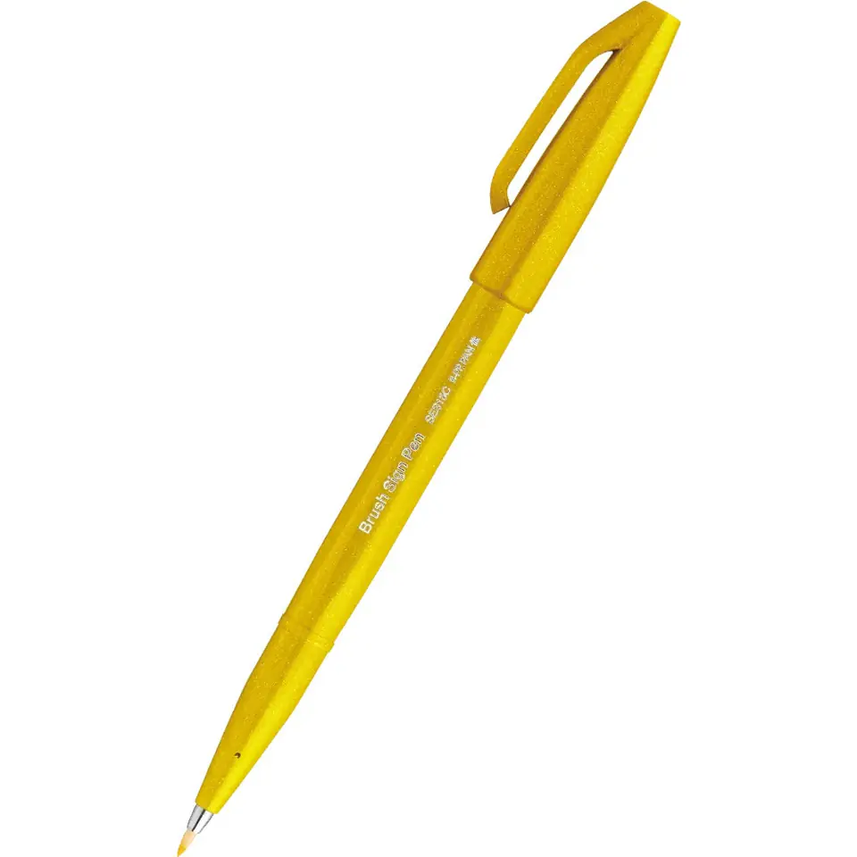 ⁨Pisak BRUSH SIGN PEN żółty SES15C-G PENTEL⁩ w sklepie Wasserman.eu