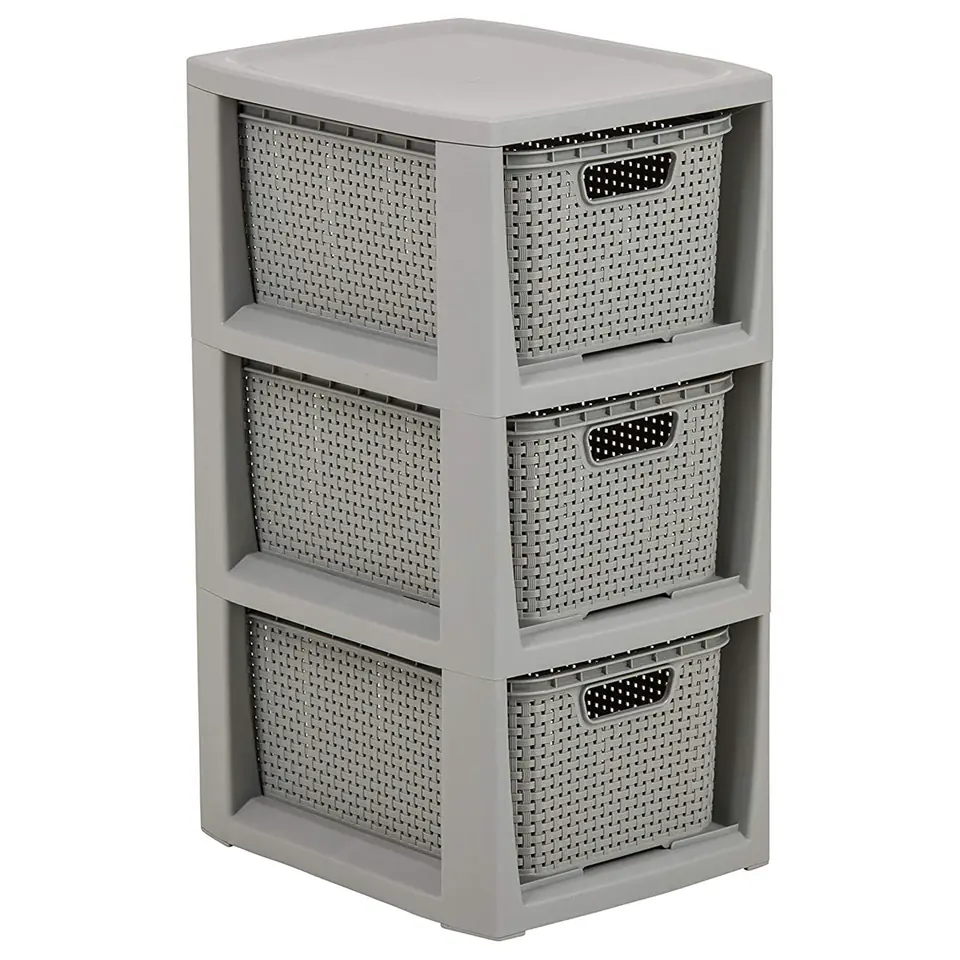 ⁨REGAŁ RATTANOWY 3 X 7L - 1725 SZARY⁩ w sklepie Wasserman.eu