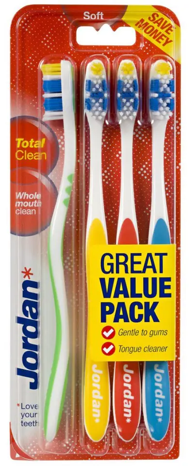 ⁨Jordan Toothbrush Total Clean Soft 1 op.-4pcs⁩ at Wasserman.eu