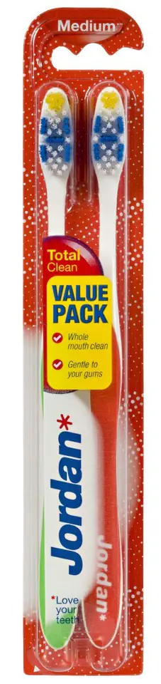 ⁨Jordan Toothbrush Total Clean medium 1 op.- 2 pieces⁩ at Wasserman.eu