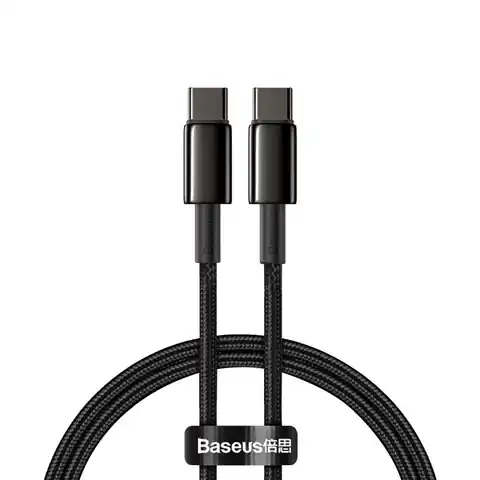 ⁨Baseus kabel USB Typ C - USB Typ C szybkie ładowanie Power Delivery Quick Charge 100 W 5 A 1 m czarny (CATWJ-01)⁩ w sklepie Wasserman.eu