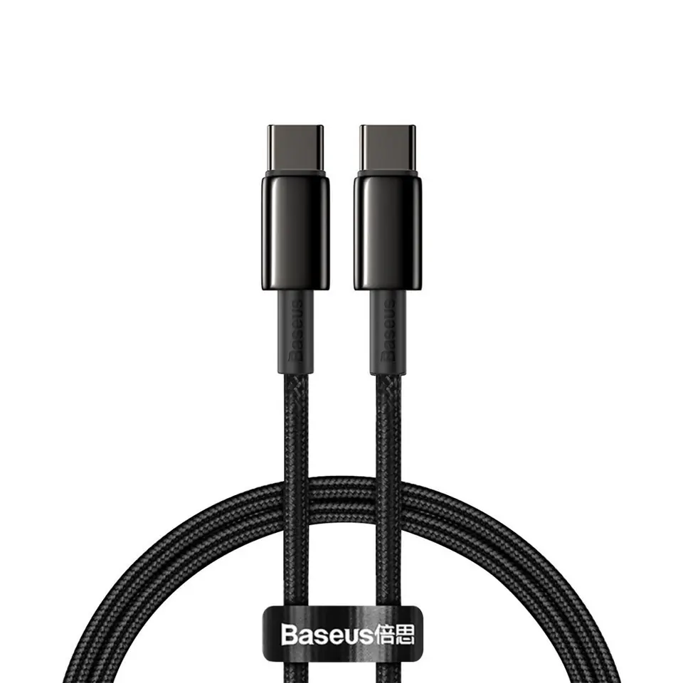 ⁨Usb-c to usb-c cable baseus tungsten gold, 100w, 1m black⁩ at Wasserman.eu