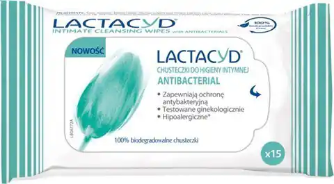 ⁨Lactacyd Antibacterial Chusteczki do higieny intymnej 1op.- 15szt⁩ w sklepie Wasserman.eu