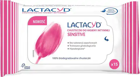 ⁨Lactacyd Sensitive Chusteczki do higieny intymnej 1op.-15szt⁩ w sklepie Wasserman.eu