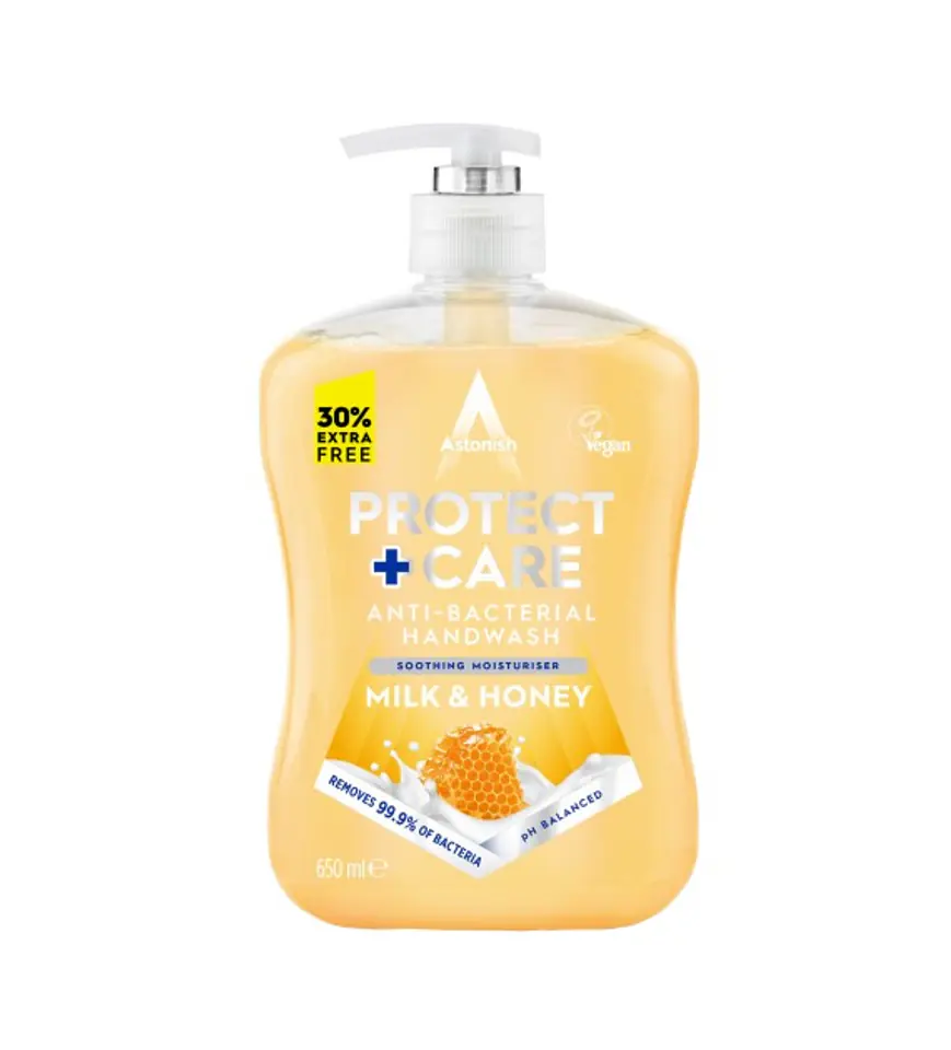 ⁨ASTONISH Mydło antybakteryjne w płynie650ml HANDWASH MILK&HONEY⁩ w sklepie Wasserman.eu