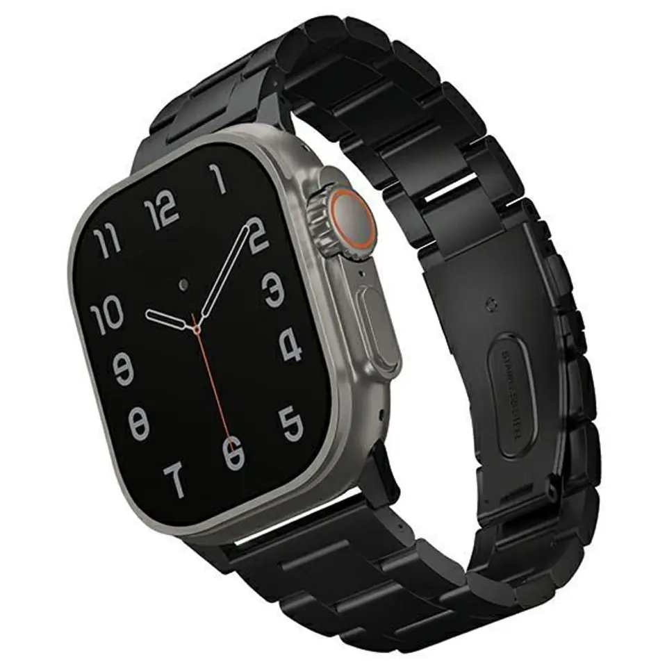 ⁨UNIQ pasek Osta Apple Watch 42/44/45/ 49mm Series 1/2/3/4/5/6/7/8/SE/SE2/Ultra Stainless Steel czarny/midnight black⁩ w sklepie Wasserman.eu