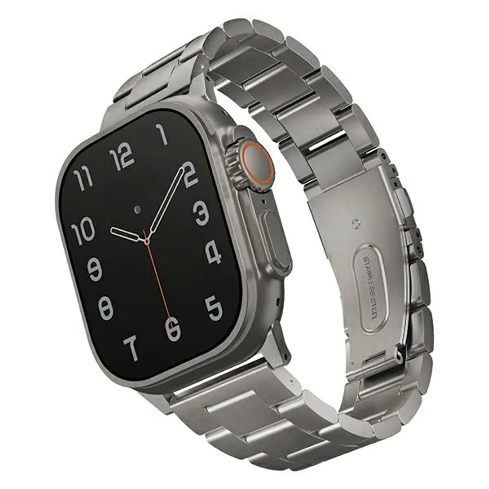 ⁨UNIQ pasek Osta Apple Watch 42/44/45/49mm Series 1/2/3/4/5/6/7/8/9/10/SE/SE2/Ultra/Ultra 2 Stainless Steel srebrny/titanium silver⁩ w sklepie Wasserman.eu