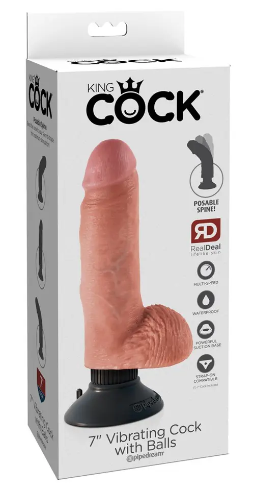 ⁨DILDO KING COCK 7 INCH VIBR./WITH BA⁩ w sklepie Wasserman.eu