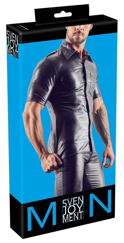 ⁨KOSZULKA IMITAT. LEATHER MEN'S SHIRT M⁩ w sklepie Wasserman.eu