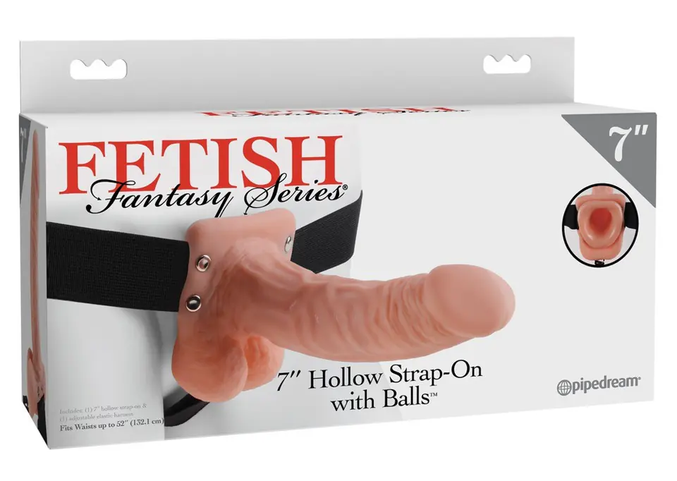 ⁨Pipedream Fetisch Fantasy Series 7" Hollow Strap-On with Balls Light⁩ at Wasserman.eu