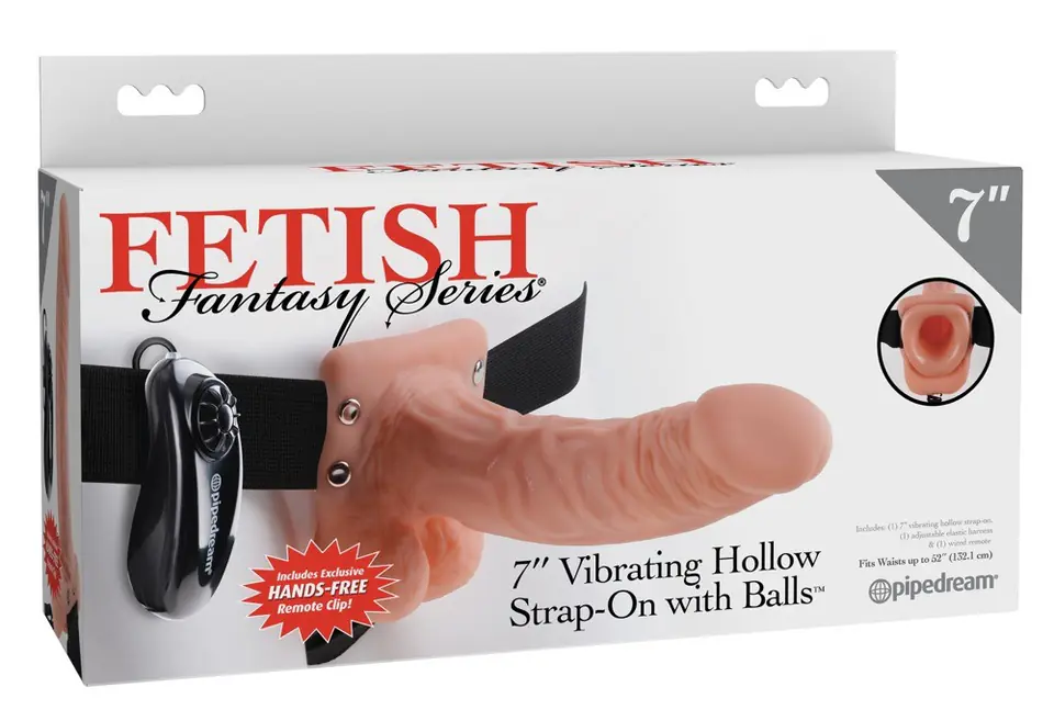 ⁨Pipedream Fetisch Fantasy Series   7" Vibrating Hollow Strap-On with Balls Light⁩ at Wasserman.eu