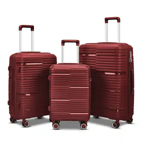 ⁨Zestaw walizek podróżnych 3szt Barut Czerwone ABS 4 kółka 360° rączka teleskopowa⁩ w sklepie Wasserman.eu