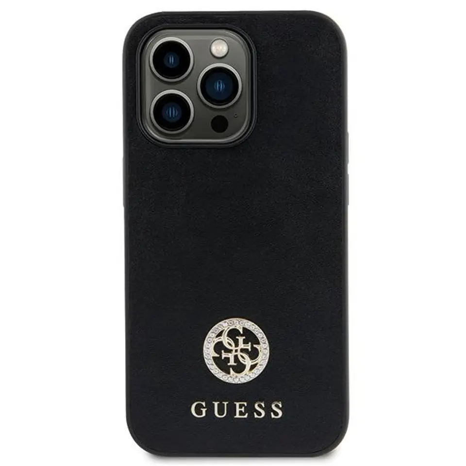 ⁨Guess GUHCP15MPS4DGPK iPhone 15 Plus 6.7" czarny/black hardcase Strass Metal Logo⁩ w sklepie Wasserman.eu
