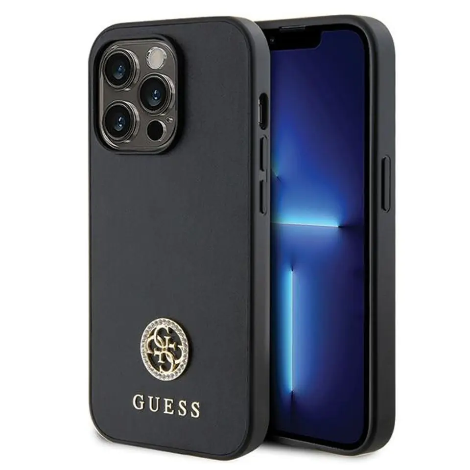 ⁨Guess GUHCP15XPS4DGPK iPhone 15 Pro Max 6.7" czarny/black hardcase Strass Metal Logo⁩ w sklepie Wasserman.eu