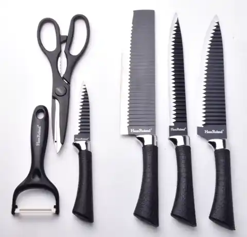 ⁨BASIC KITCHEN Komplet 4 noży, 1 nożyczki,1 obierak⁩ w sklepie Wasserman.eu