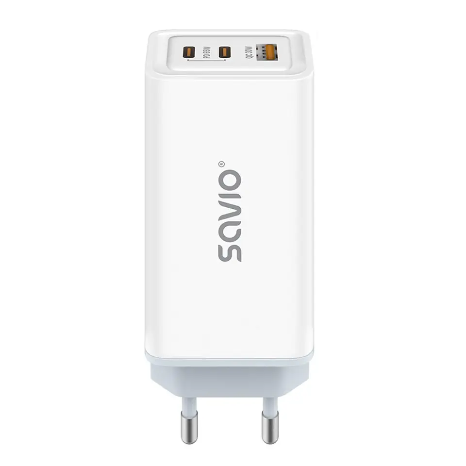 ⁨SAVIO LA-07 GaN 65W mains charger, USB, QC4.0+, PD 3.0, White⁩ at Wasserman.eu