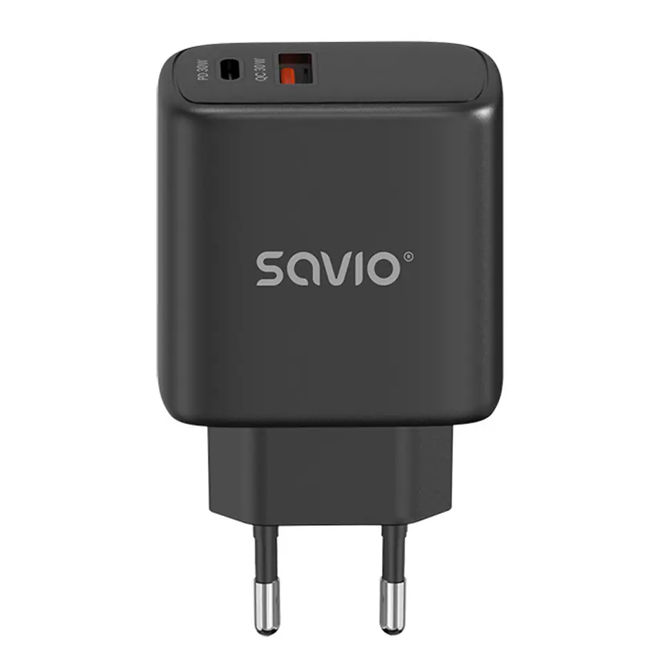 ⁨SAVIO ŁADOWARKA SIECIOWA 30W QUICK CHARGE, POWER DELIVERY 3.0 LA-06/B⁩ w sklepie Wasserman.eu