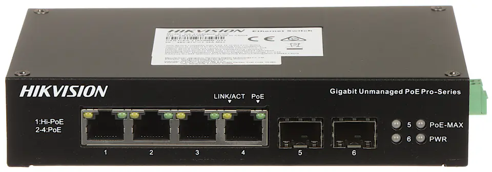 ⁨SWITCH POE DS-3T0506HP-E/HS 4-PORTOWY SFP Hikvision⁩ w sklepie Wasserman.eu