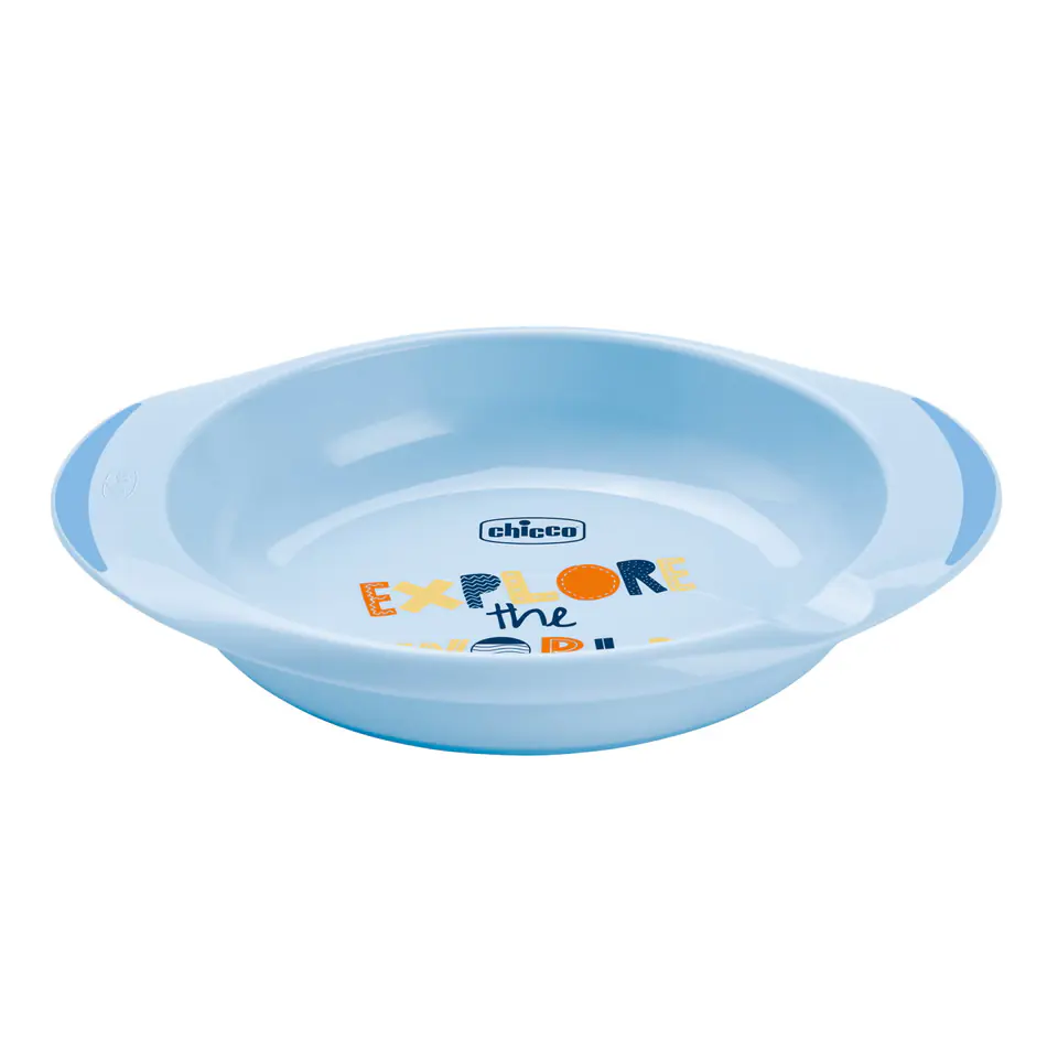 ⁨CHICCO 12M+ Zestaw 2 talerzy, niebieski, z antypoślizgową podstawą⁩ w sklepie Wasserman.eu