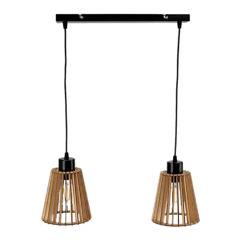 ⁨DELOS 2P E27, lampa wisząca, max. 2x60W, czarna, drewno⁩ w sklepie Wasserman.eu