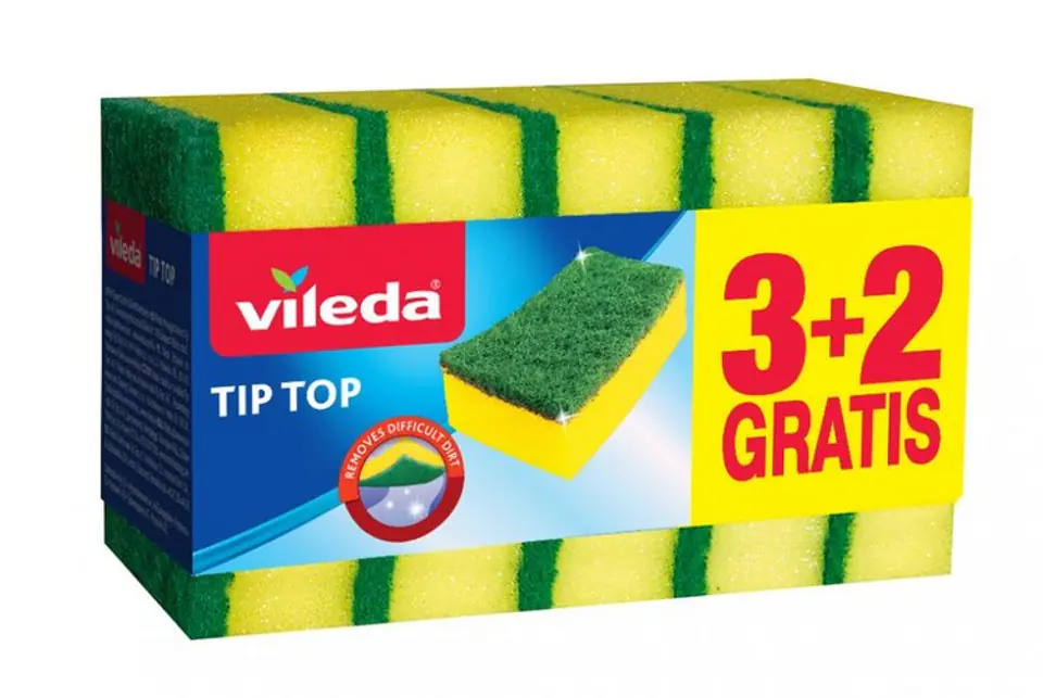 ⁨VILEDA GĄBKA DO NACZYŃ TIP TOP 3+2GRATIS⁩ w sklepie Wasserman.eu