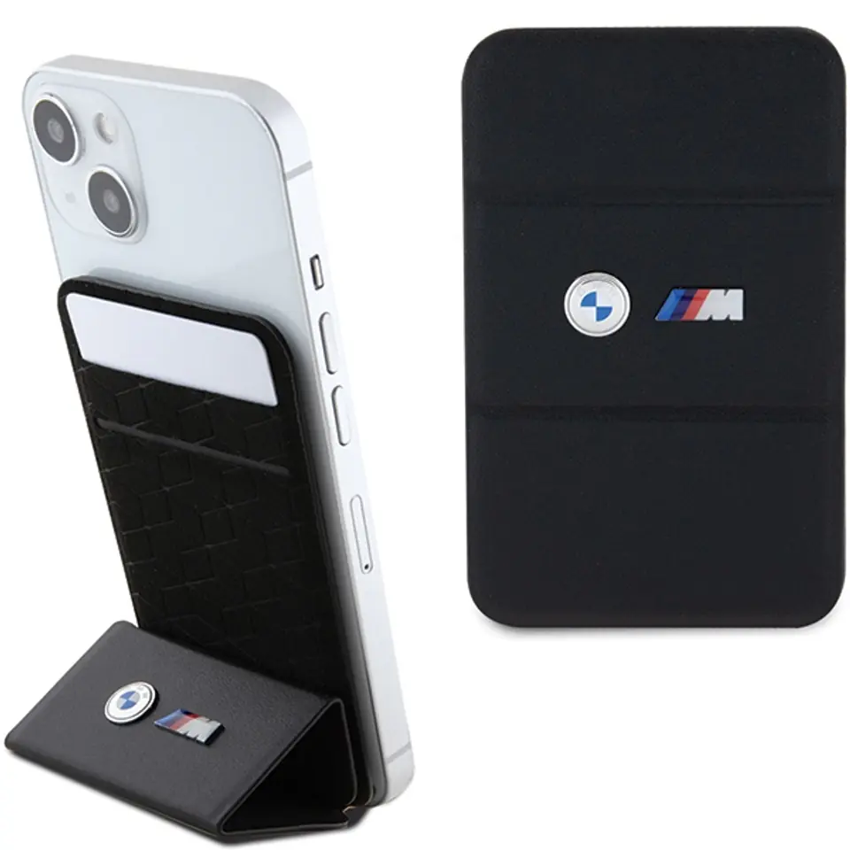 ⁨Wallet BMW Card Slot Stand BMWCSMMPGK czarny/black MagSafe M Edition Collection⁩ w sklepie Wasserman.eu