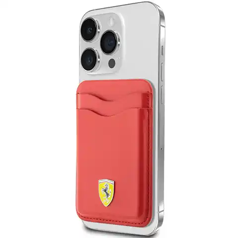 ⁨Ferrari Wallet Card Slot FEWCMRSIR czerwony/red MagSafe Leather 2023 Collection⁩ w sklepie Wasserman.eu