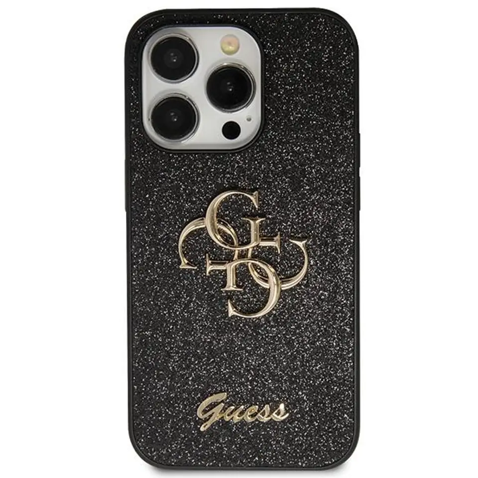 ⁨Guess GUHCN61HG4SGK iPhone 11 / Xr 6.1" czarny/black hardcase Glitter Script Big 4G⁩ w sklepie Wasserman.eu