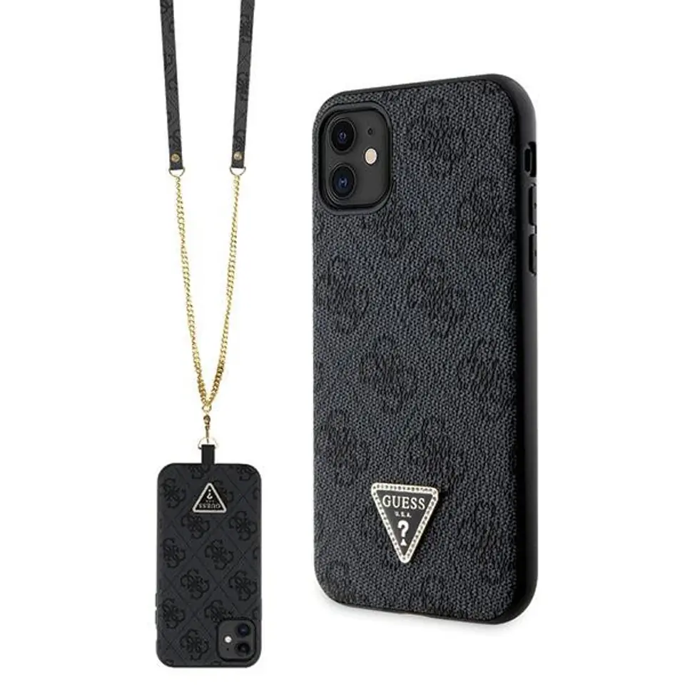 ⁨Guess GUHCN61P4TDSCPK iPhone 11 / Xr 6.1" czarny/black hardcase Crossbody 4G Metal Logo⁩ w sklepie Wasserman.eu