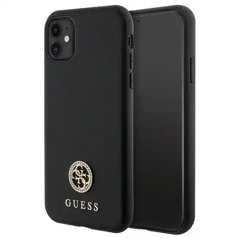 ⁨Guess GUHCN61PS4DGPK iPhone 11 / Xr 6.1" czarny/black hardcase Strass Metal Logo⁩ w sklepie Wasserman.eu