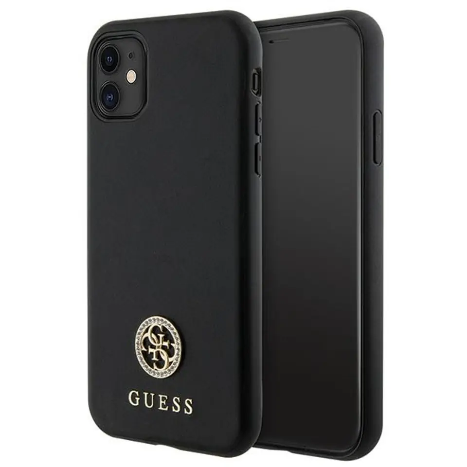 ⁨Guess GUHCN61PS4DGPK iPhone 11 / Xr 6.1" czarny/black hardcase Strass Metal Logo⁩ w sklepie Wasserman.eu
