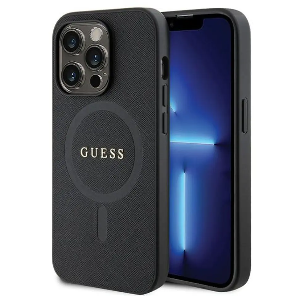 ⁨Guess GUHMP14LPSAHMCK iPhone 14 Pro 6.1" czarny/black hardcase Saffiano MagSafe⁩ w sklepie Wasserman.eu