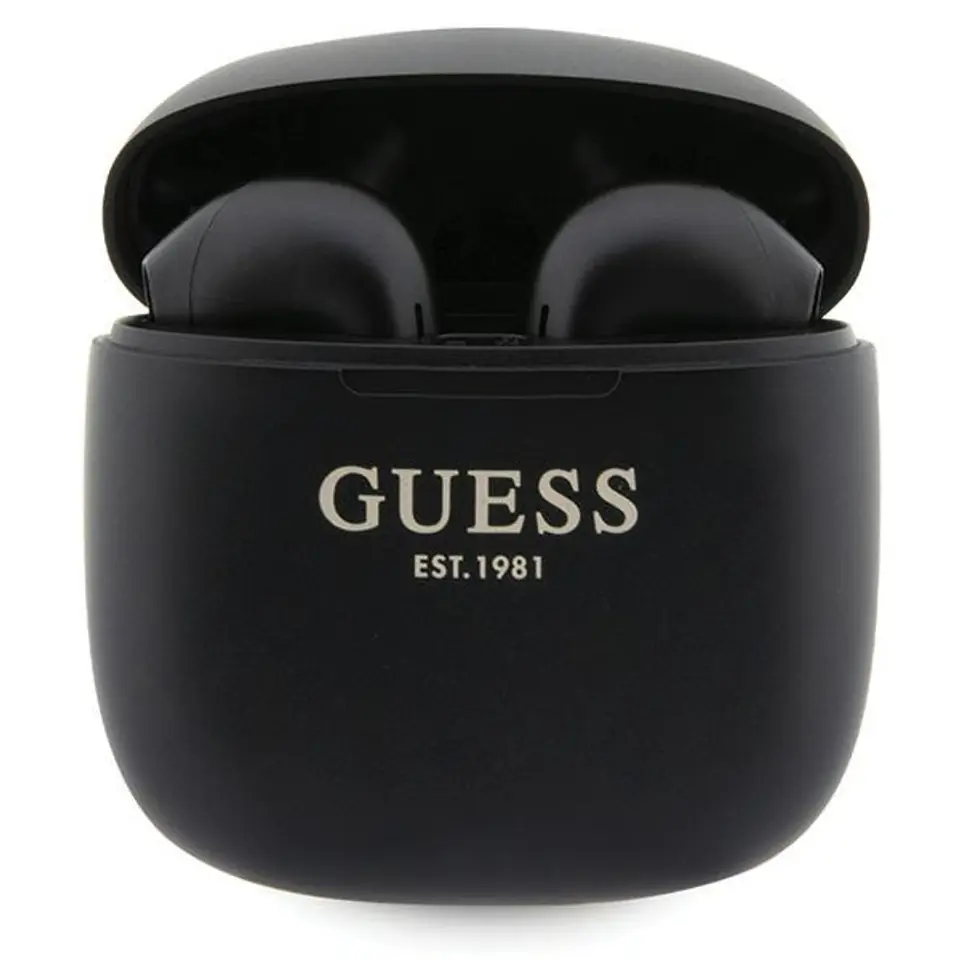 ⁨Guess słuchawki Bluetooth GUTWST26PSK TWS + stacja dokująca czarny/black Classic EST Logo⁩ w sklepie Wasserman.eu